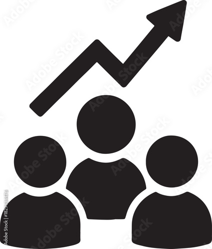 Minimal business success teamwork icon showing achievement, collaboration, growth and professional unity in vector style.