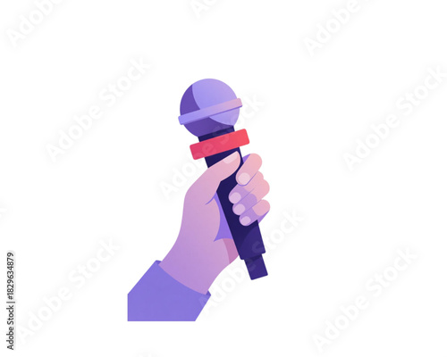 Hand Holding Microphone, Audio Speech Recording Icon