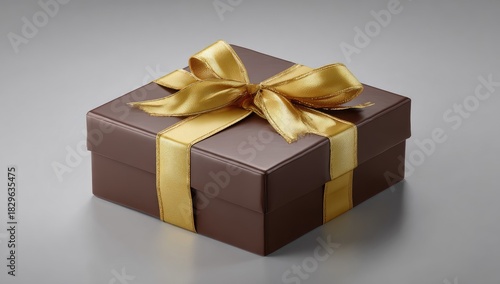 Dark brown gift box with gold ribbon (1)