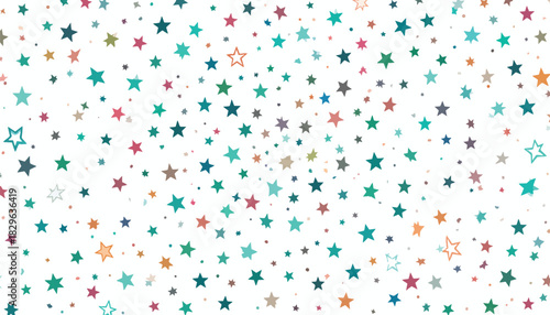 A white background covered with a scattered pattern of colorful stars.