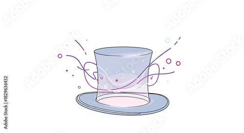 A magical top hat with swirling colorful lines and sparkles, symbolizing fantasy or illusion.