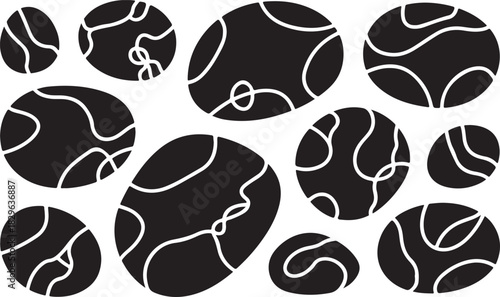 Pebble vector illustration set of smooth rounded stones with natural texture background sea rock nature graphic shape collection design