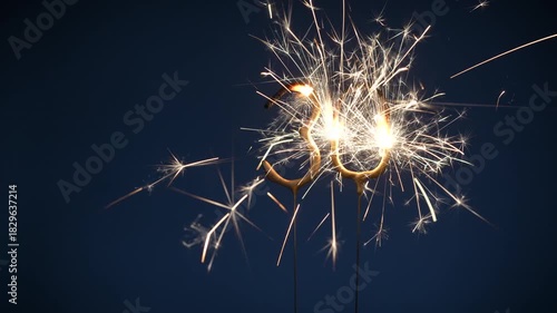 30 years anniversary celebration festive footage made with Bengal fire in the form of number Thirty