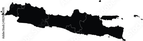 Map of Java Region Island of Indonesia Isolated Silhouette Vector