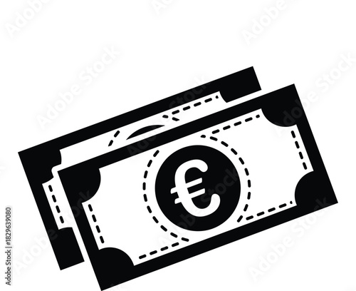 Two Euro bills vector illustration representing wealth and financial success
