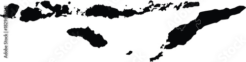 Map of Nusa Tenggara Region Island of Indonesia Isolated Silhouette Vector