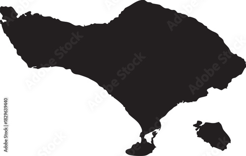 Map of Bali Region Island of Indonesia Isolated Silhouette Vector