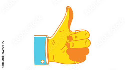 Cartoon hand giving a thumbs up gesture, isolated on white.
