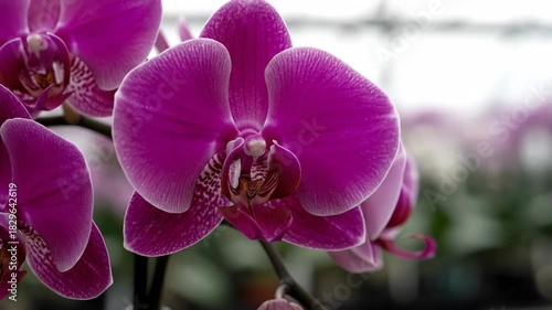 Close up of vibrant pink orchid flower with elegant petals
