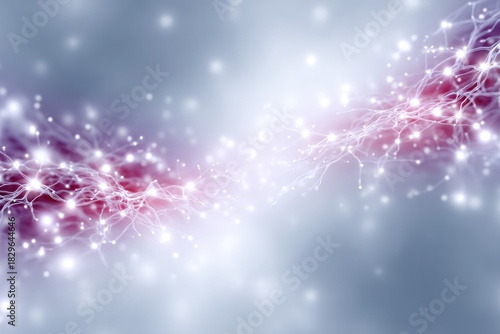 Abstract Neural Pathways: An abstract representation of neural pathways and synapses in the brain, with a network of interconnected points of light.