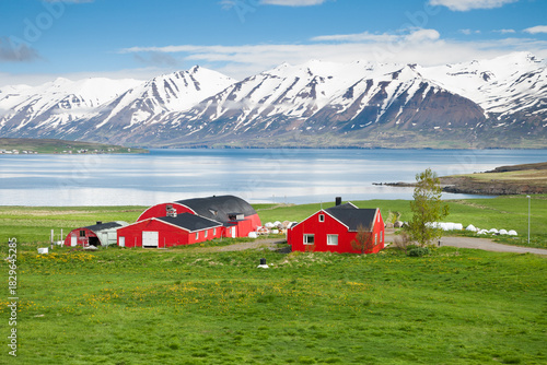 farm next to a fjord in iceland