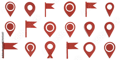 Set of location pin icons, map marker pointer collection, place navigation symbols, Gps position indicators, modern pin designs, isolated vector illustration, Eps 10 format.