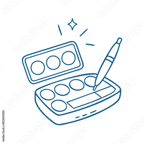 Eyeshadow palette with eyeliner pencil, essential makeup tool for beauty professionals and makeup artists