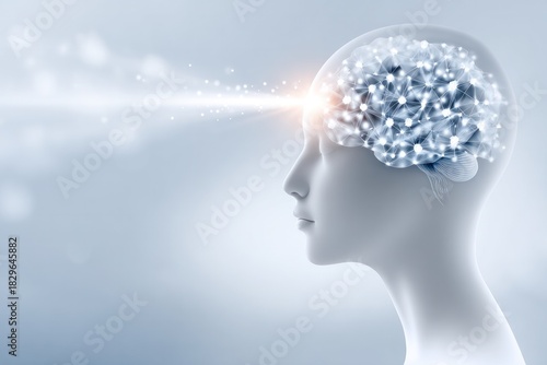 Enlightenment and Idea Generation: This image depicts a human head with a glowing brain, symbolizing intellect, innovation, and the power of ideas.