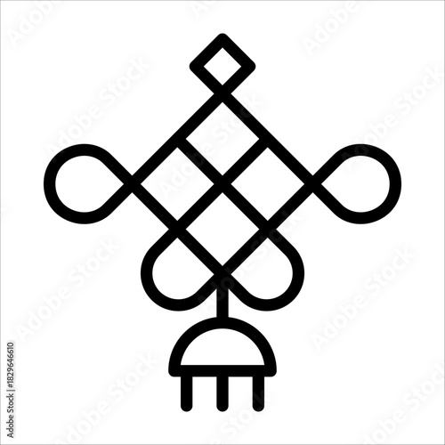a Chinese classic talisman icon with black single line style for design element or coloring book element