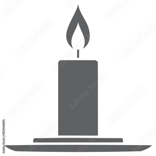 Burning candle in grayscale illustration for symbolic or commemorative themes.