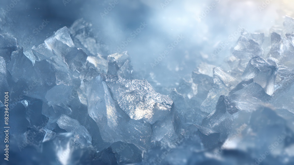 Obraz premium Icy crystalline texture resembling frozen glass pane illuminated with cool light producing frosty shimmer shadows delicate and proportional