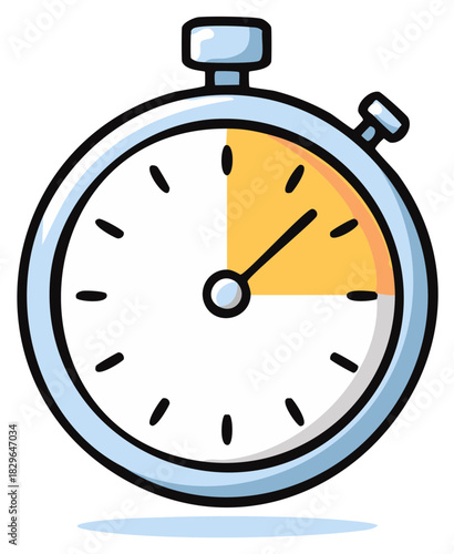 Vector Illustration of a Cartoon Stopwatch with a Fifteen Second Timer Highlighted