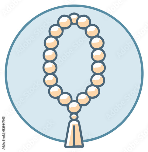 Islamic prayer beads round icon. Religion concept graphic element