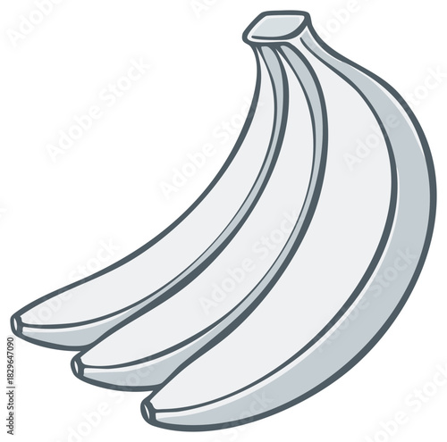Stylized illustration of three light gray bananas on a white background