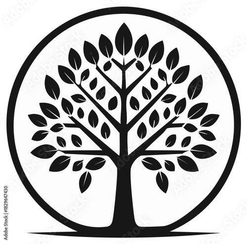 Abstract Circle Tree Logo Design Illustrating Nature, Growth, and Environmental Harmony