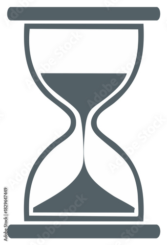 Simple gray hourglass icon showing sand draining from top to bottom representing time passing