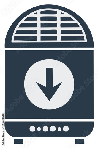 Air purifier or dehumidifier icon with downward arrow symbol vector illustration