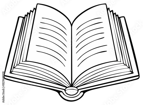 Open book illustration with blank pages for custom content, reading, learning