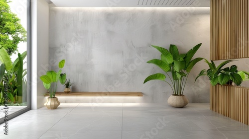 Wallpaper Mural Modern Minimalist Interior Design with Green Plants and Natural Light in Contemporary Space Torontodigital.ca