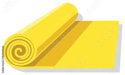 Rolled yellow mat illustration, yoga mat, exercise, fitness equipment, studio