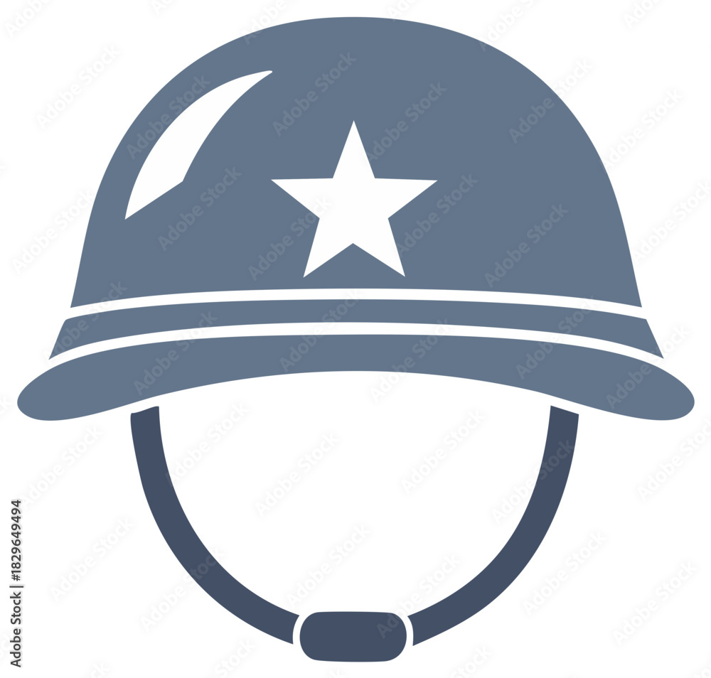 Obraz premium War Helmet with Star Military Illustration Soldier Protection Gear Design