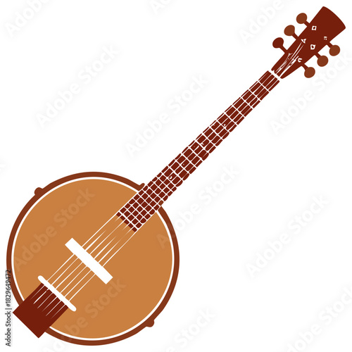 Simple vector illustration of a six string folk music banjo