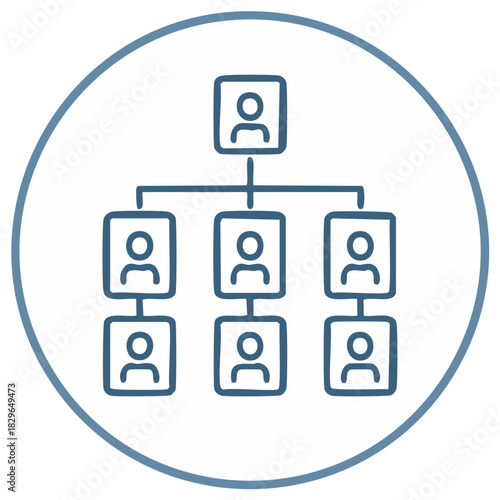 Organizational chart line icon of company hierarchy and management structure