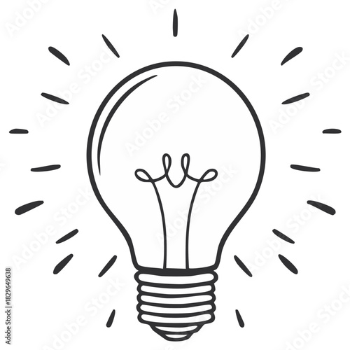 Illustration of Lightbulb with Rays Emanating, Symbol of Idea and Creativity