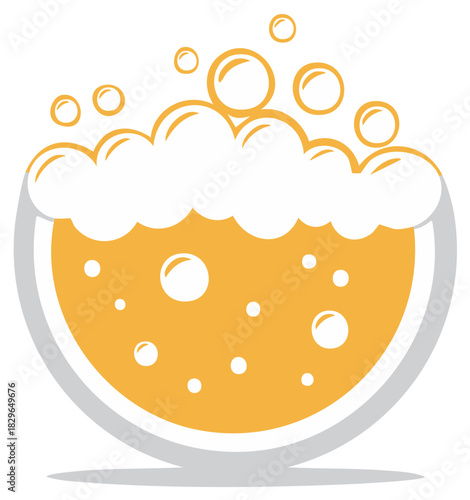 Refreshing Drink Illustration with Bubbles and Foam on a Bowl Vector Graphic