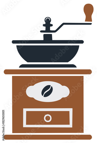 Vintage Manual Coffee Grinder Illustration Traditional Coffee Making Method