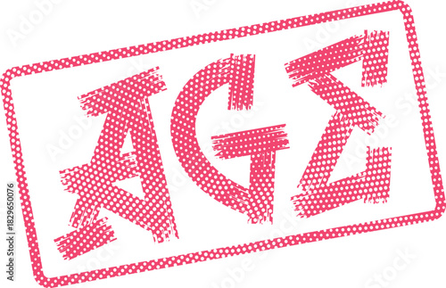 Bold Red AGE Stamp with Dotted Texture Design for Vintage Paper Effects and Retro Style