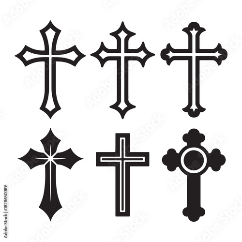 Christian Cross Symbol Collection Religious Beliefs and Faith Diverse Styles
