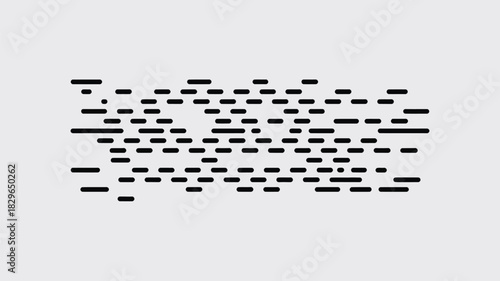 A minimalist abstract pattern of short black horizontal lines scattered on a light gray background space