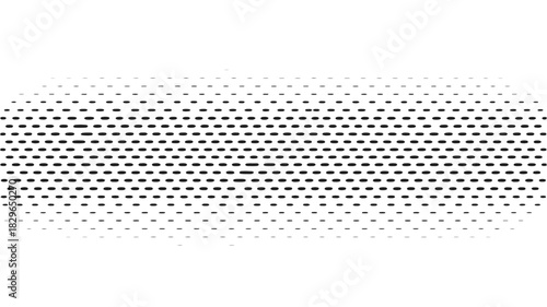 A black and white image featuring a pattern of small black horizontal ovals on a white background