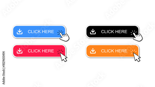 Click Here Button Iconpointer Click Button Stock Vector