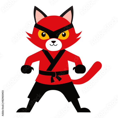 Vector illustration of a silhouette of a cat warrior