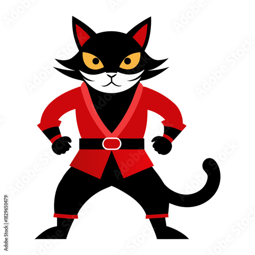 Vector illustration of a silhouette of a cat warrior