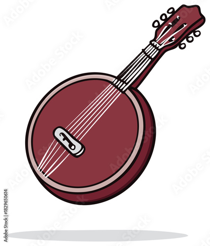 Vector illustration of a traditional folk music banjolin string instrument