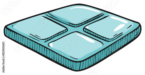 Light Blue Molded Plastic Four Compartment Food Storage Container Illustration