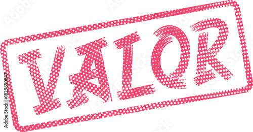 Commercial Seal of Valor with Textured Pink Halftone Dot Style for Official Marking