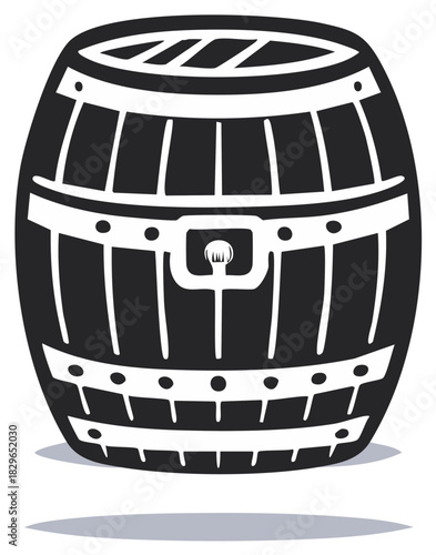 Vector Illustration of a Classic Dark Barrel Cask with Straps