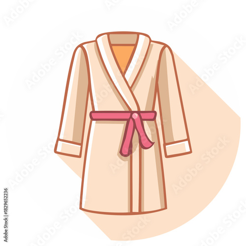 Vector illustration of a cozy bathrobe with a pink belt for spa and self care concepts
