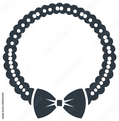 Elegant Pearl Necklace with Bow Accent Vector Graphic