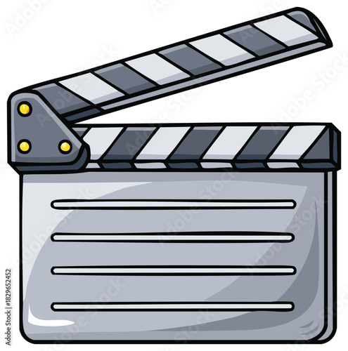 Cartoon Clapperboard. Movie production clapboard. Film industry concept.